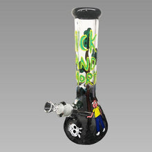 Load image into Gallery viewer, Rick and Morty. Hand Painted Water pipe 14" 9mm Thick