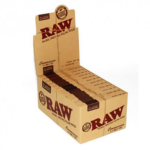 RAW 1 1/4 CONNOISSEUR PAPERS + FILTER TIPS UNBLEACHED